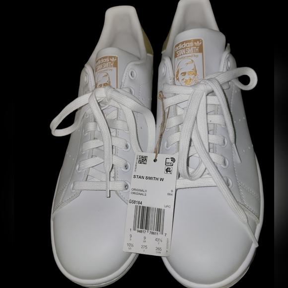 Women's White and Gold Stan Smiths - Picture 7 of 10